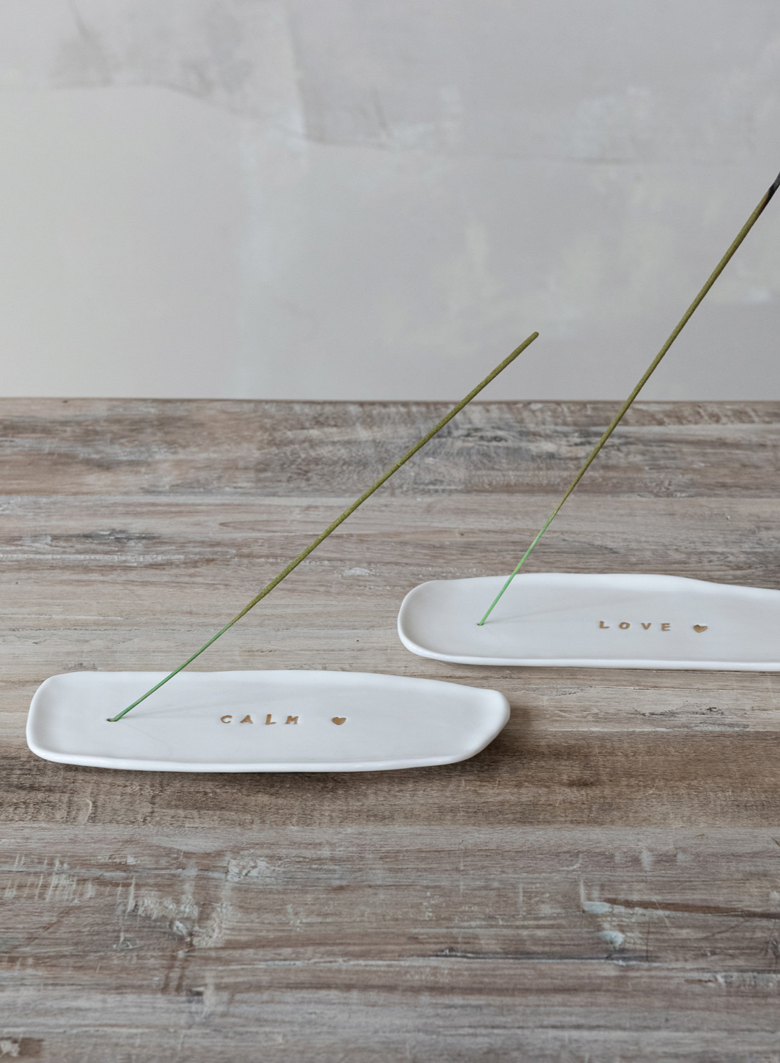 Stoneware Incense Holder with Gold Accent