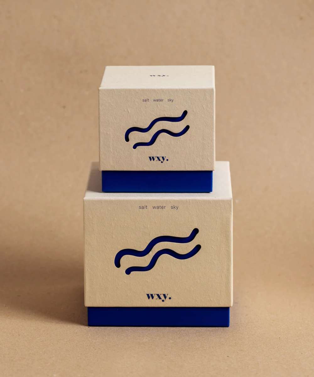 Wxy. Roam Salt. Water. Sky. Glass Candle