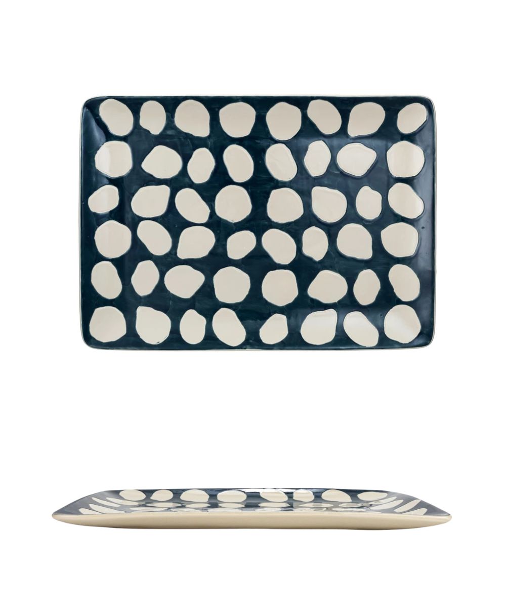 Textured Dot Stoneware Serving Platter