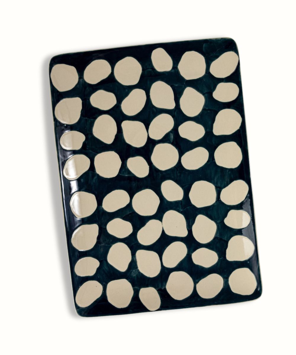 Textured Dot Stoneware Serving Platter