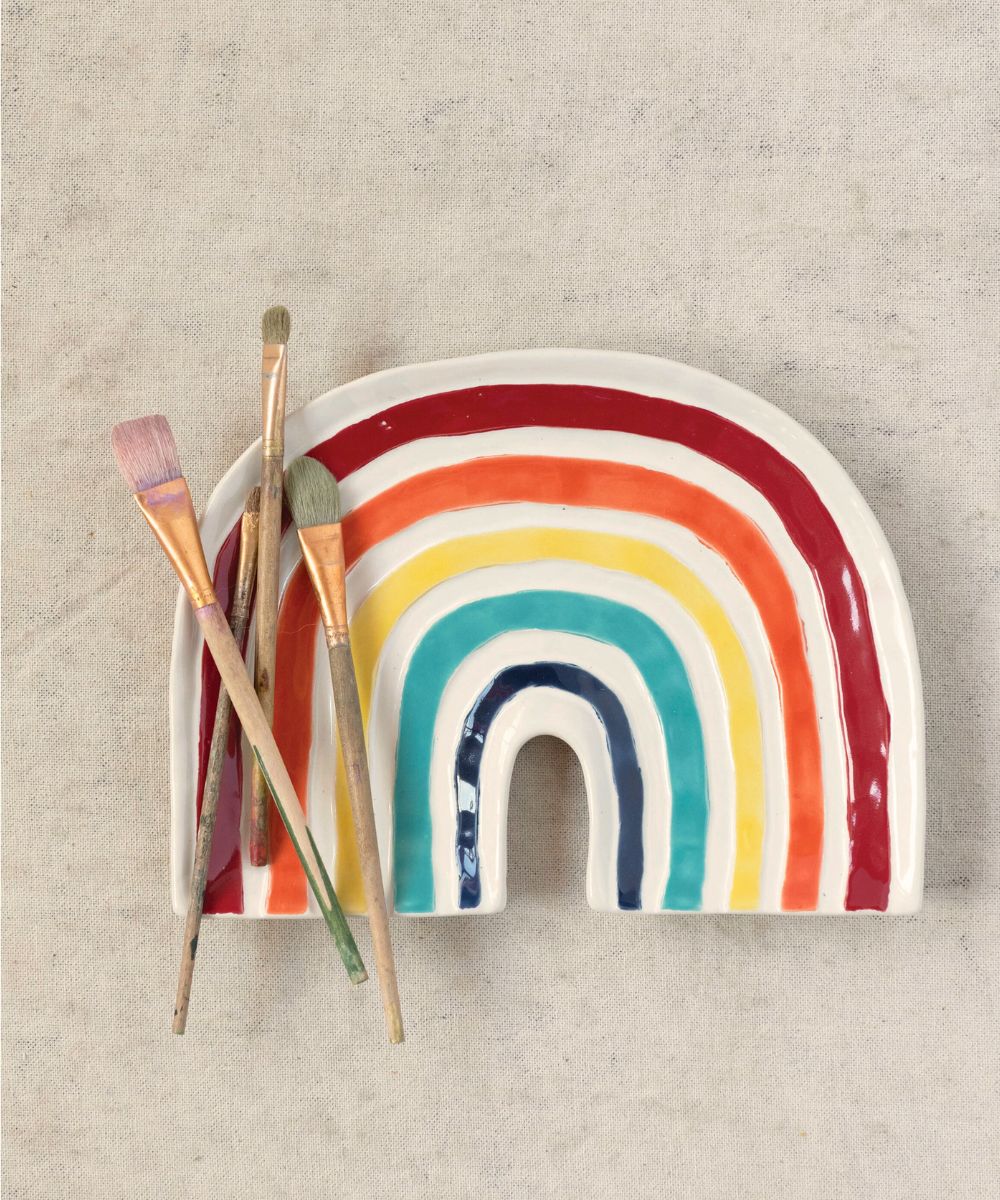 Rainbow Stoneware Platter