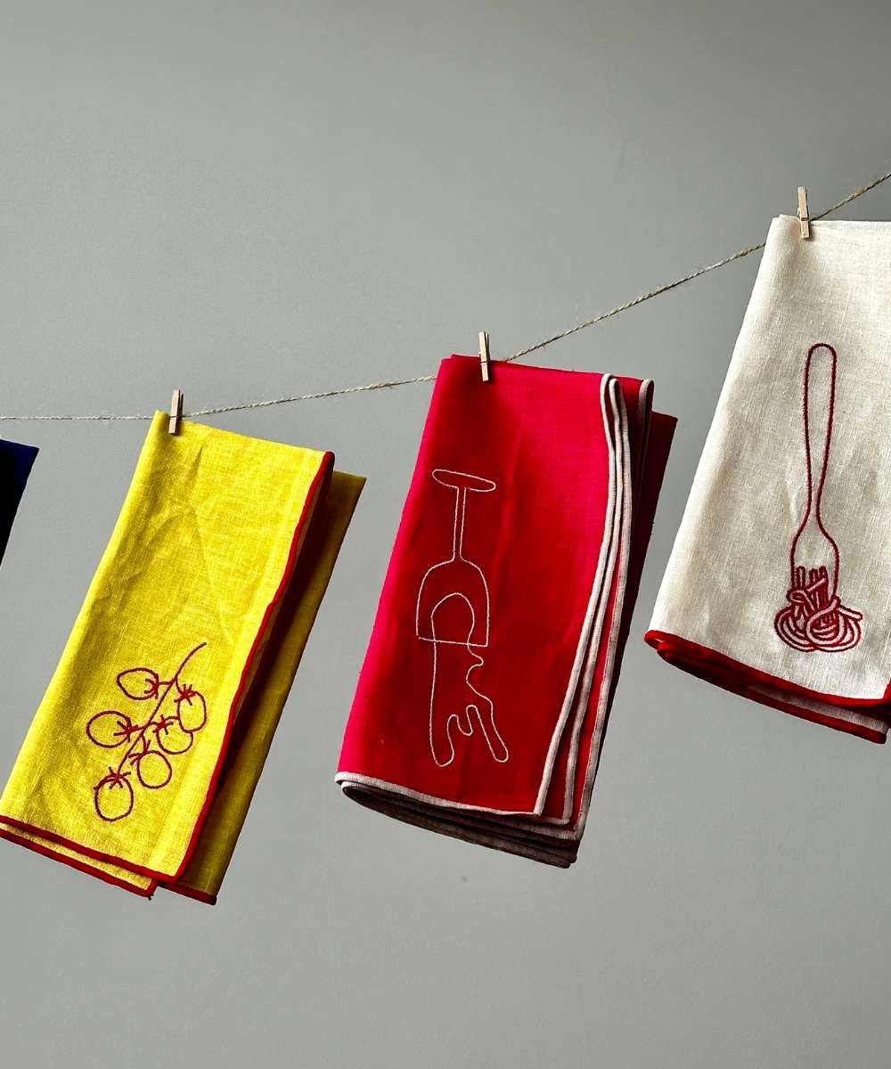 MÆGEN Linen-Blend Napkins - Tomatoes (set of 2)