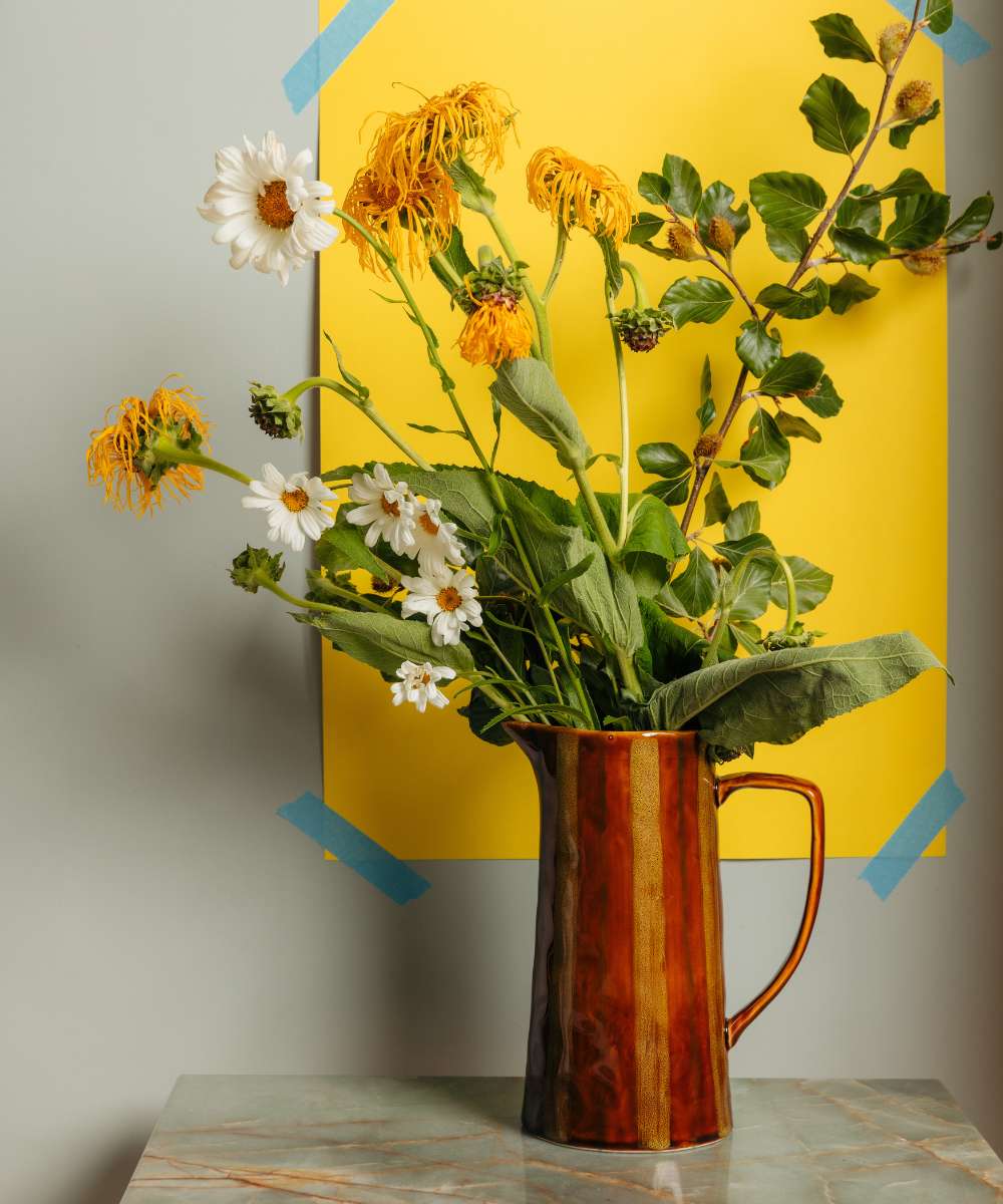MÆGEN Marcelle Striped Jug - Ochre & Brown