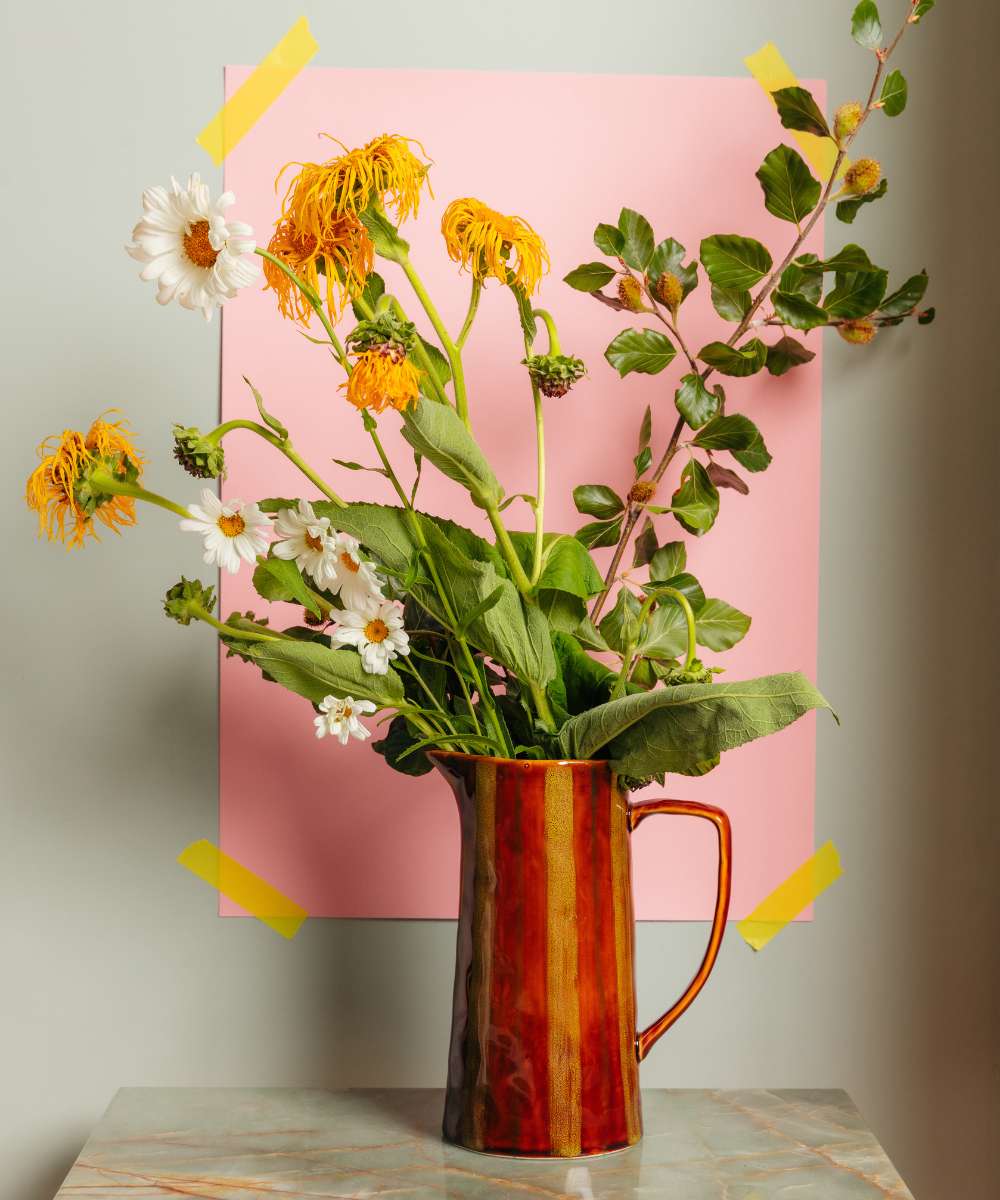 MÆGEN Marcelle Striped Jug - Ochre & Brown