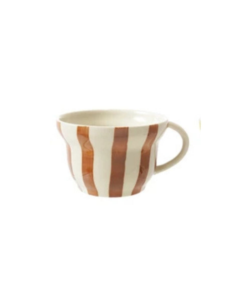 Hand-Painted Stoneware Striped Mugs (8 oz.)