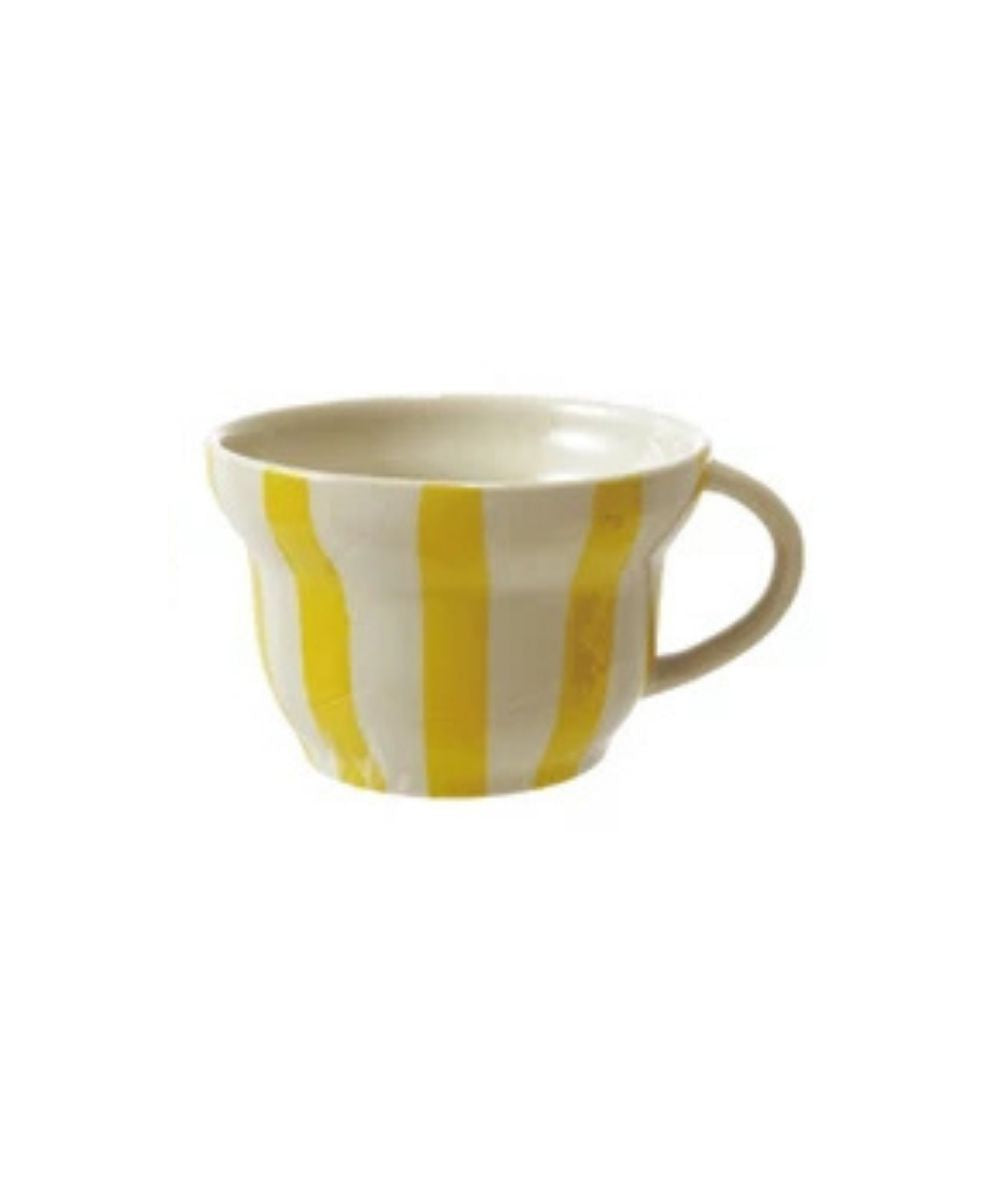 Hand-Painted Stoneware Striped Mugs (8 oz.)