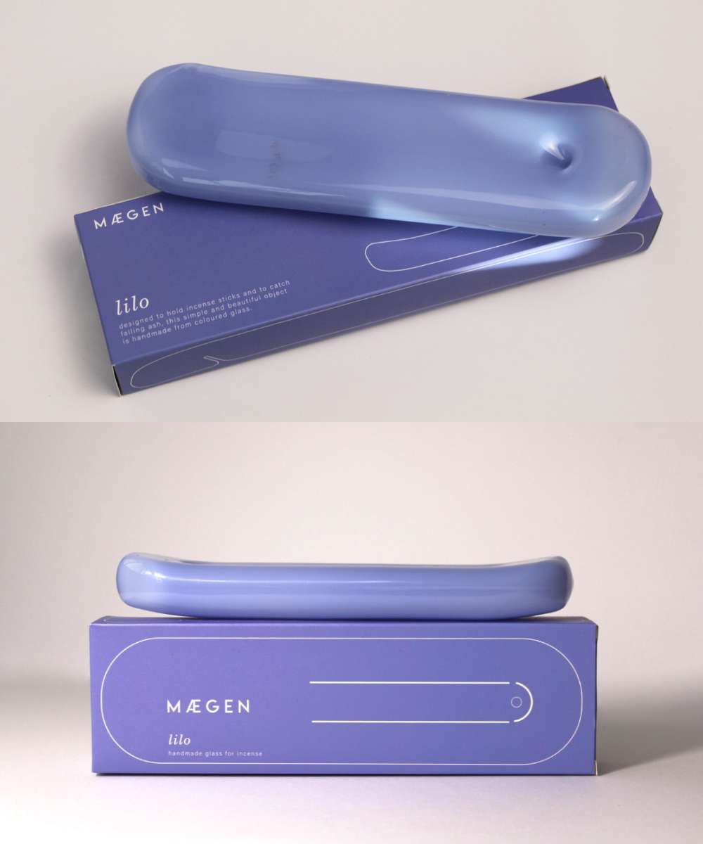MÆGEN Lilo Glass Incense Holder - Milky Blue