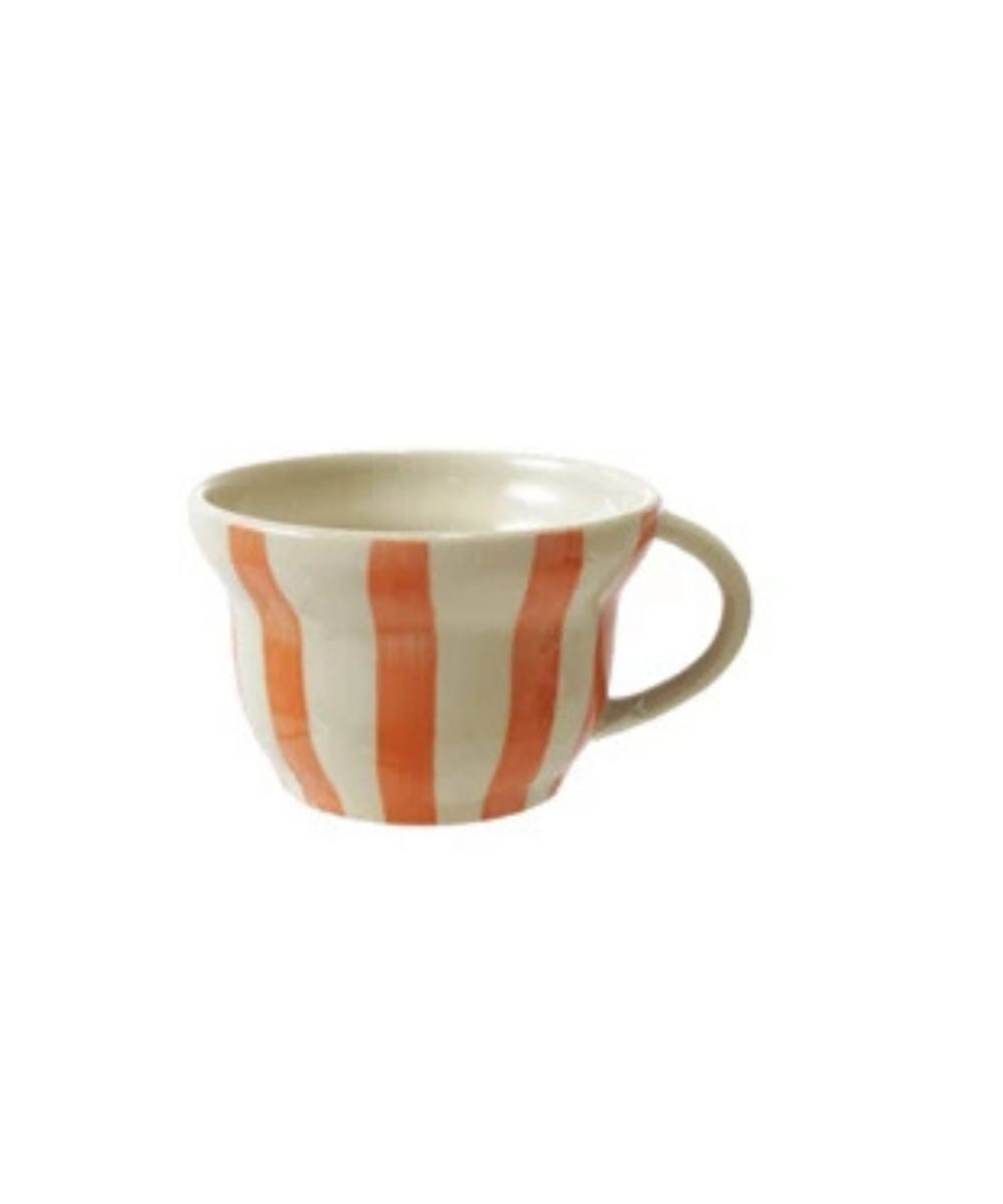 Hand-Painted Stoneware Striped Mugs (8 oz.)