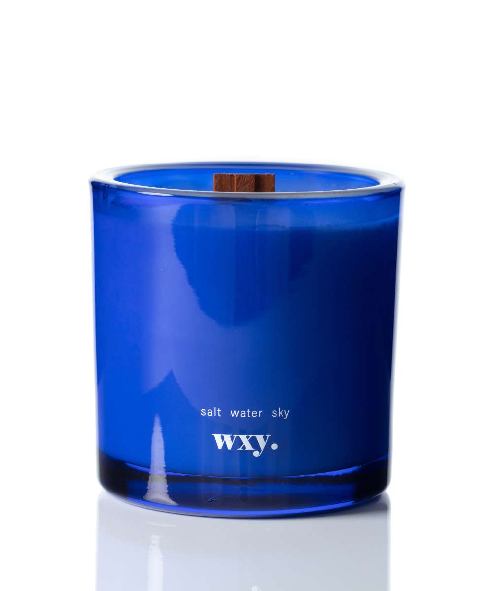 Wxy. Roam Salt. Water. Sky. Glass Candle with Pouch
