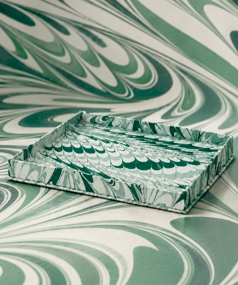 Marbled Display Tray - Green