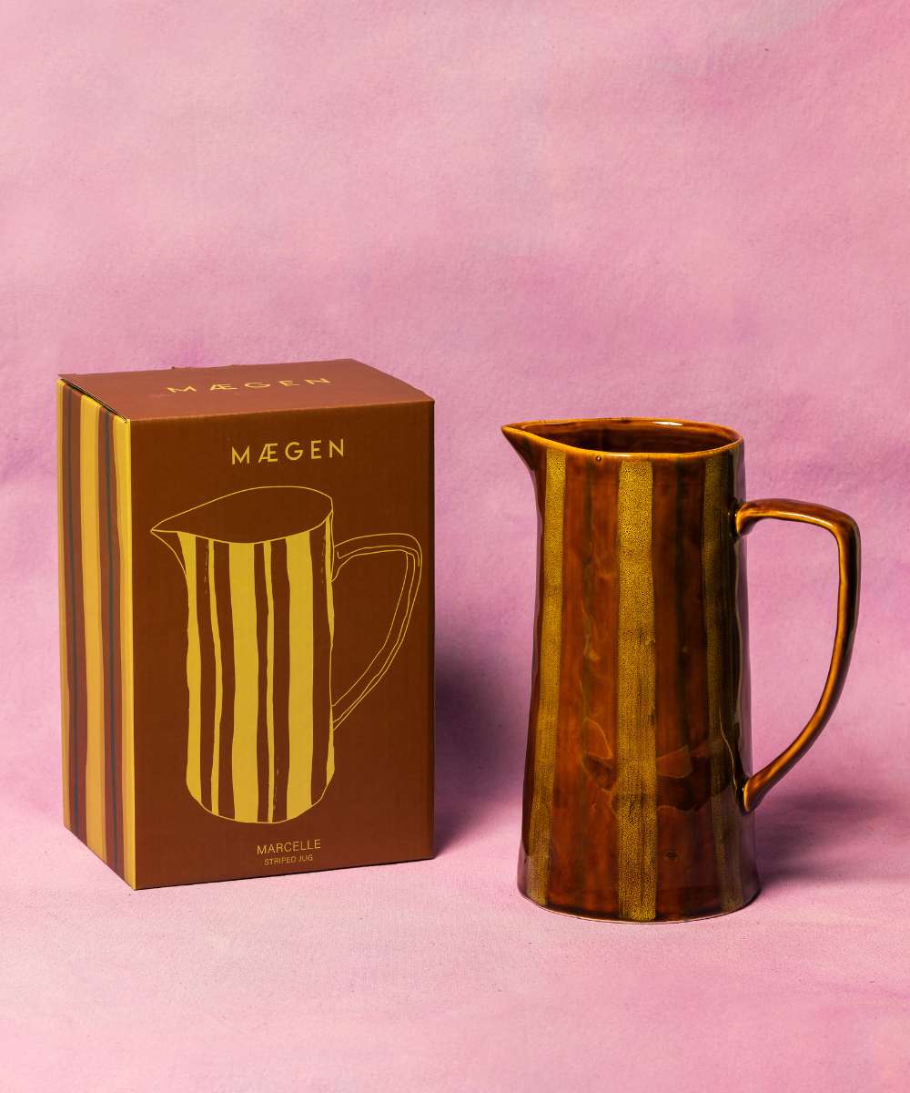 MÆGEN Marcelle Striped Jug - Ochre & Brown