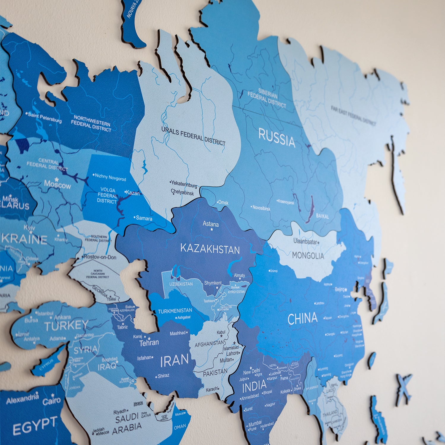 Enjoy The Wood 2D Wood Map Wall Art – Elegant Wooden World Map Decor for Home, Bedroom, or Office – Perfect Housewarming Gift, Handcrafted and Stylish Wall Art - Azure