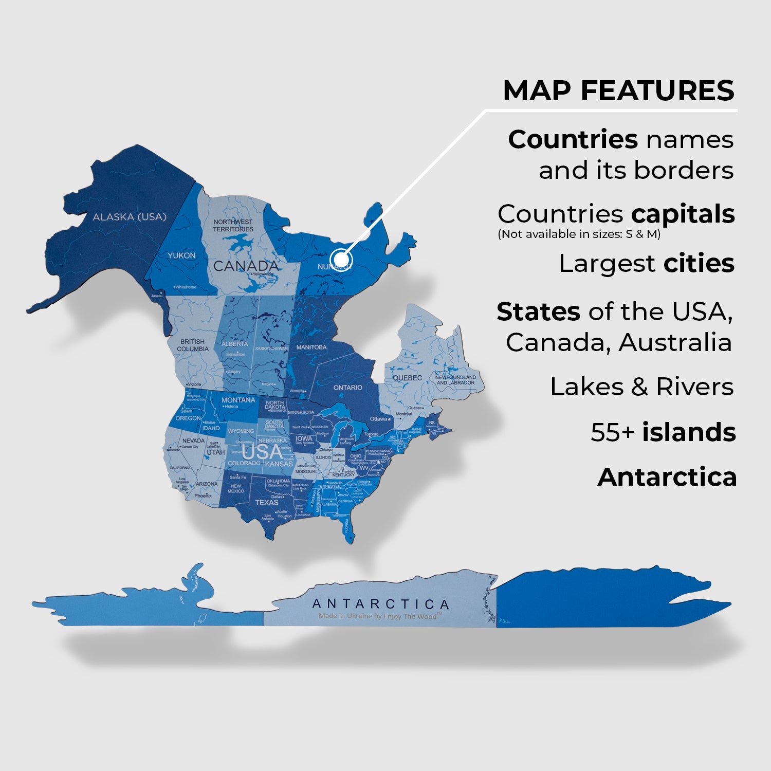 Enjoy The Wood 2D Wood Map Wall Art – Elegant Wooden World Map Decor for Home, Bedroom, or Office – Perfect Housewarming Gift, Handcrafted and Stylish Wall Art - Azure