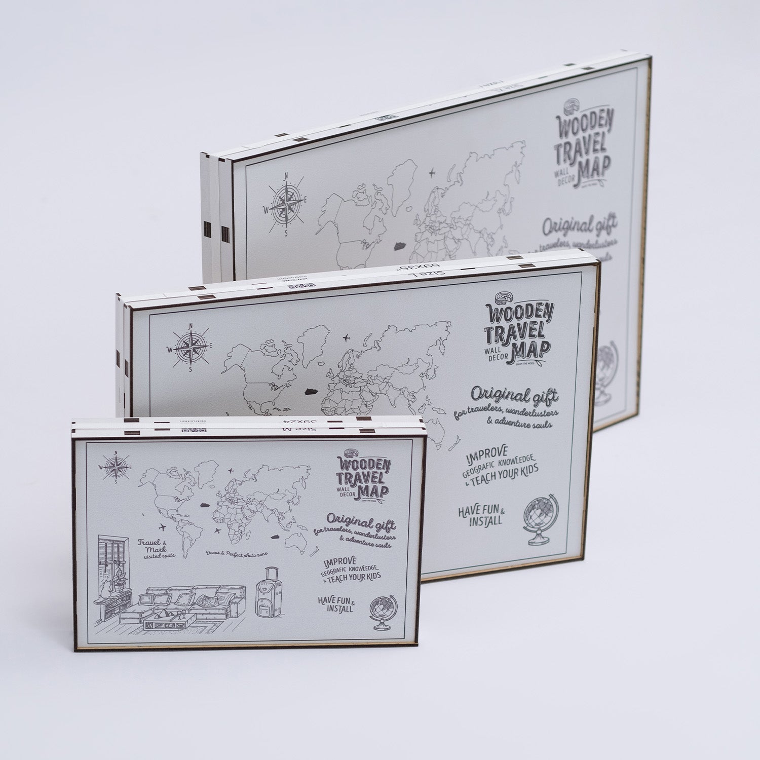 Enjoy The Wood 2D Wood Map Wall Art – Elegant Wooden World Map Decor for Home, Bedroom, or Office – Perfect Housewarming Gift, Handcrafted and Stylish Wall Art - Azure