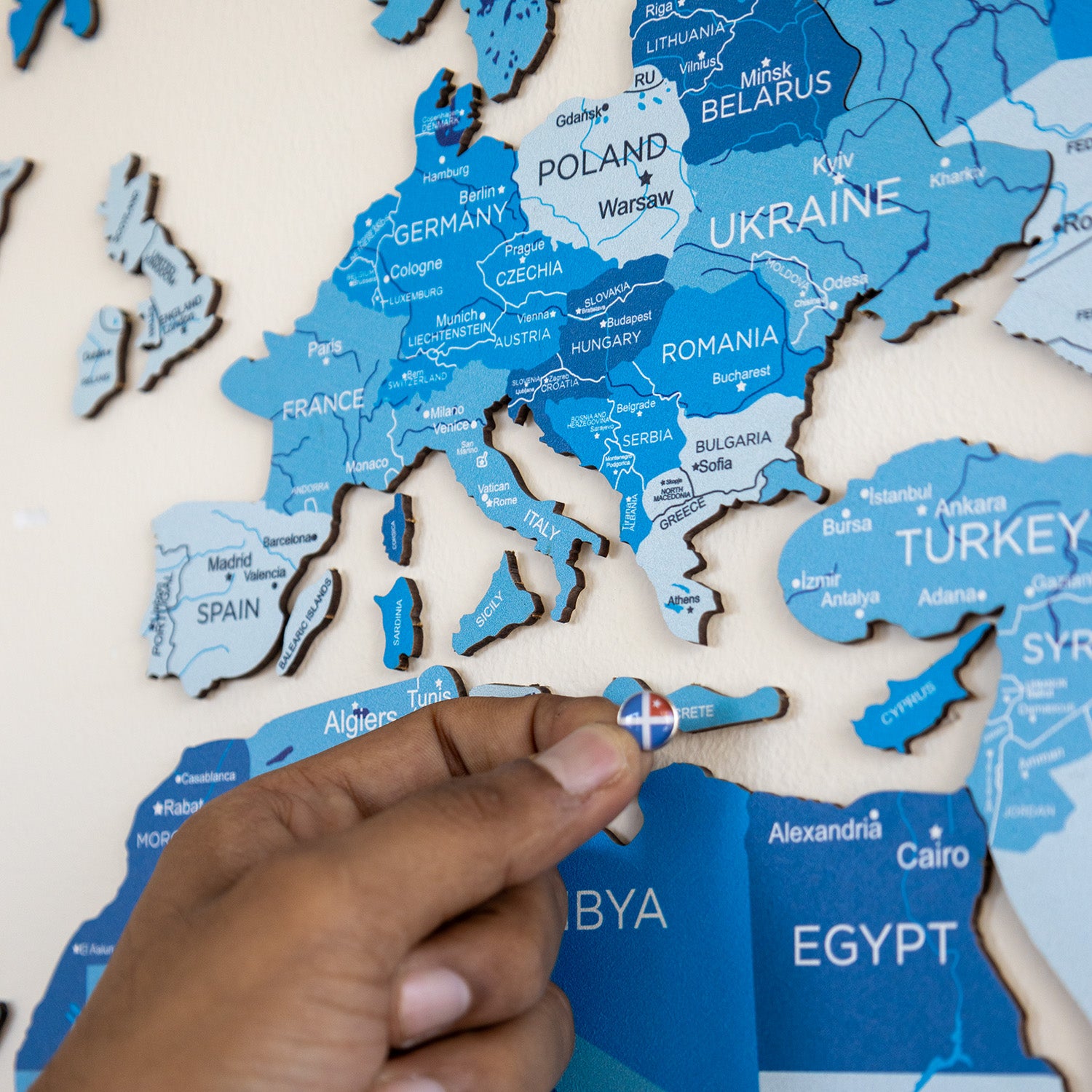 Enjoy The Wood 2D Wood Map Wall Art – Elegant Wooden World Map Decor for Home, Bedroom, or Office – Perfect Housewarming Gift, Handcrafted and Stylish Wall Art - Azure