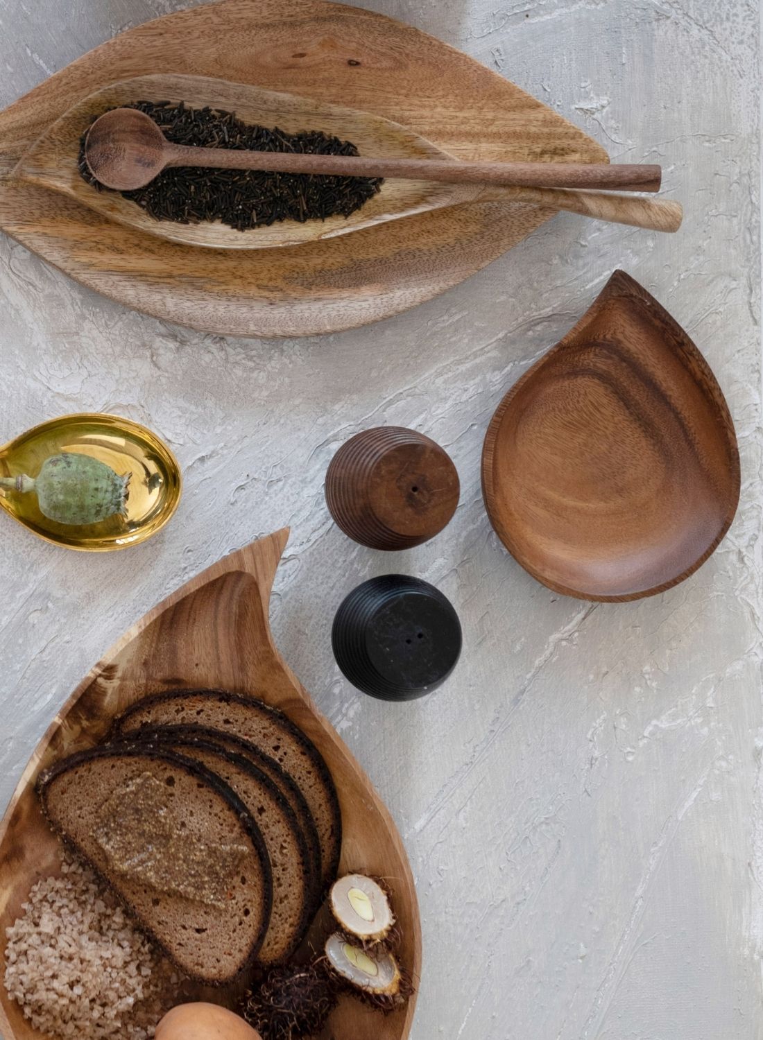 Wood Teardrop Shaped Dish