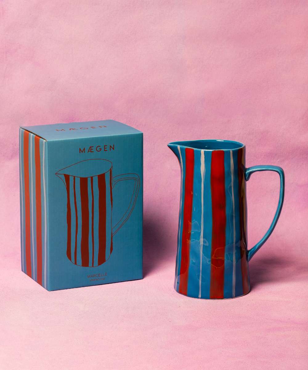 MÆGEN Marcelle Striped Jug - Blue & Red