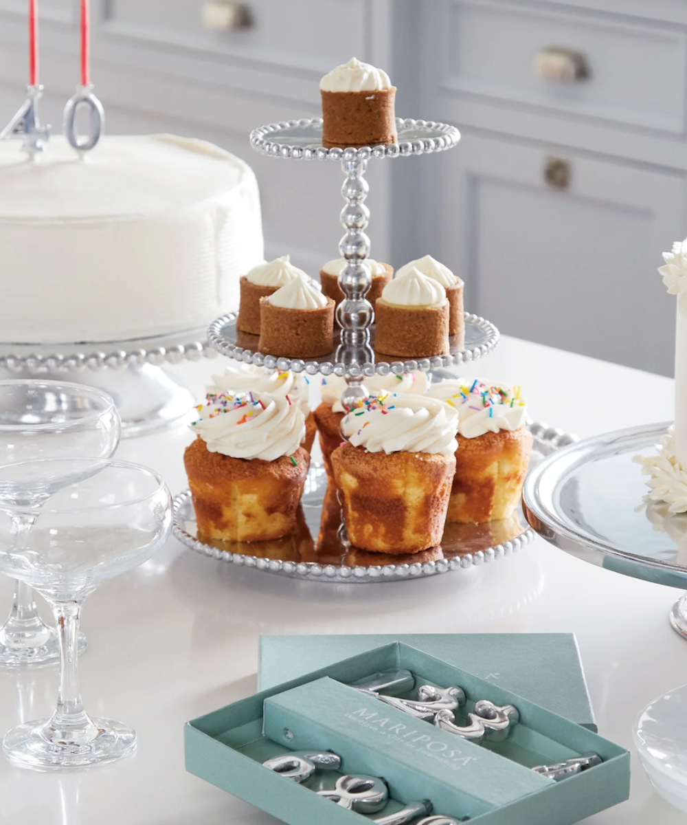 Pearled 3-Tiered Cupcake Server