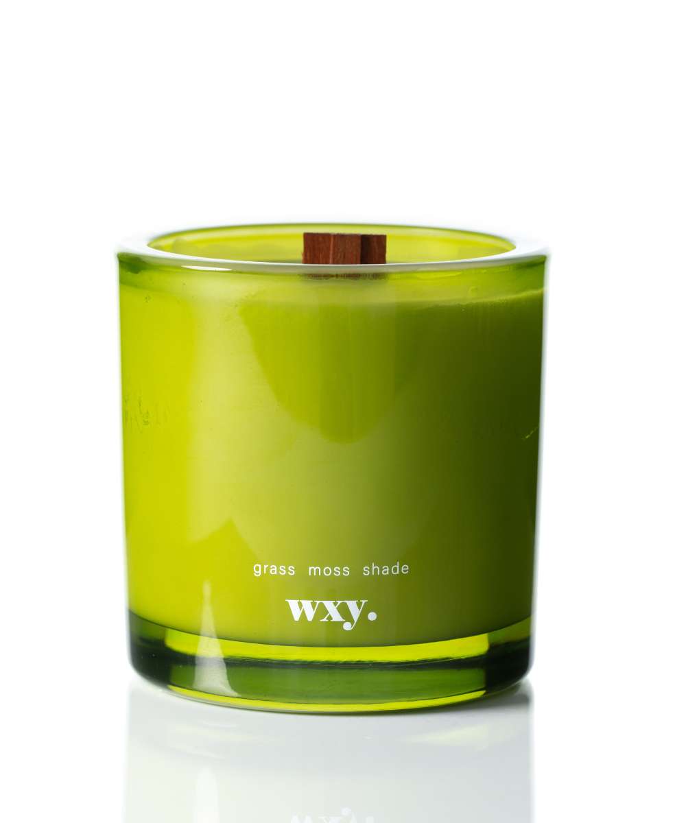 Wxy. Roam Grass. Moss. Shade. Glass Candle