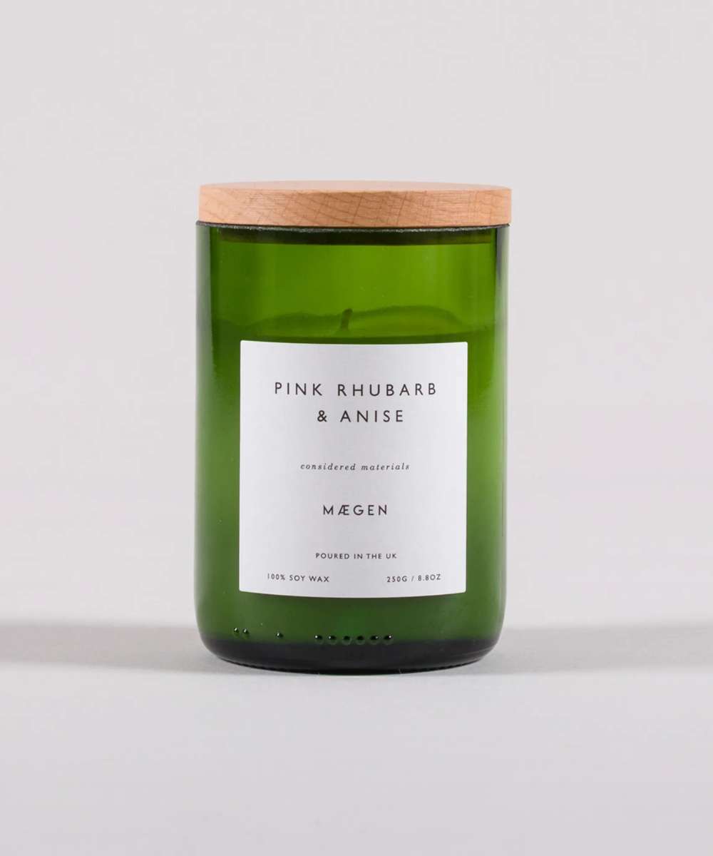 MÆGEN Orchard Glass Candle – Pink Rhubarb & Anise