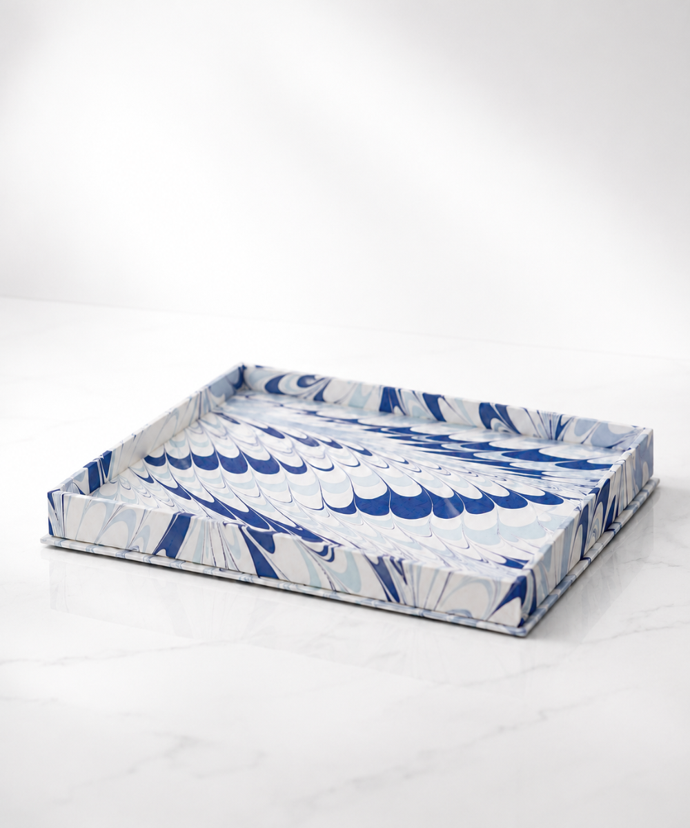 Marbled Display Tray - Blue