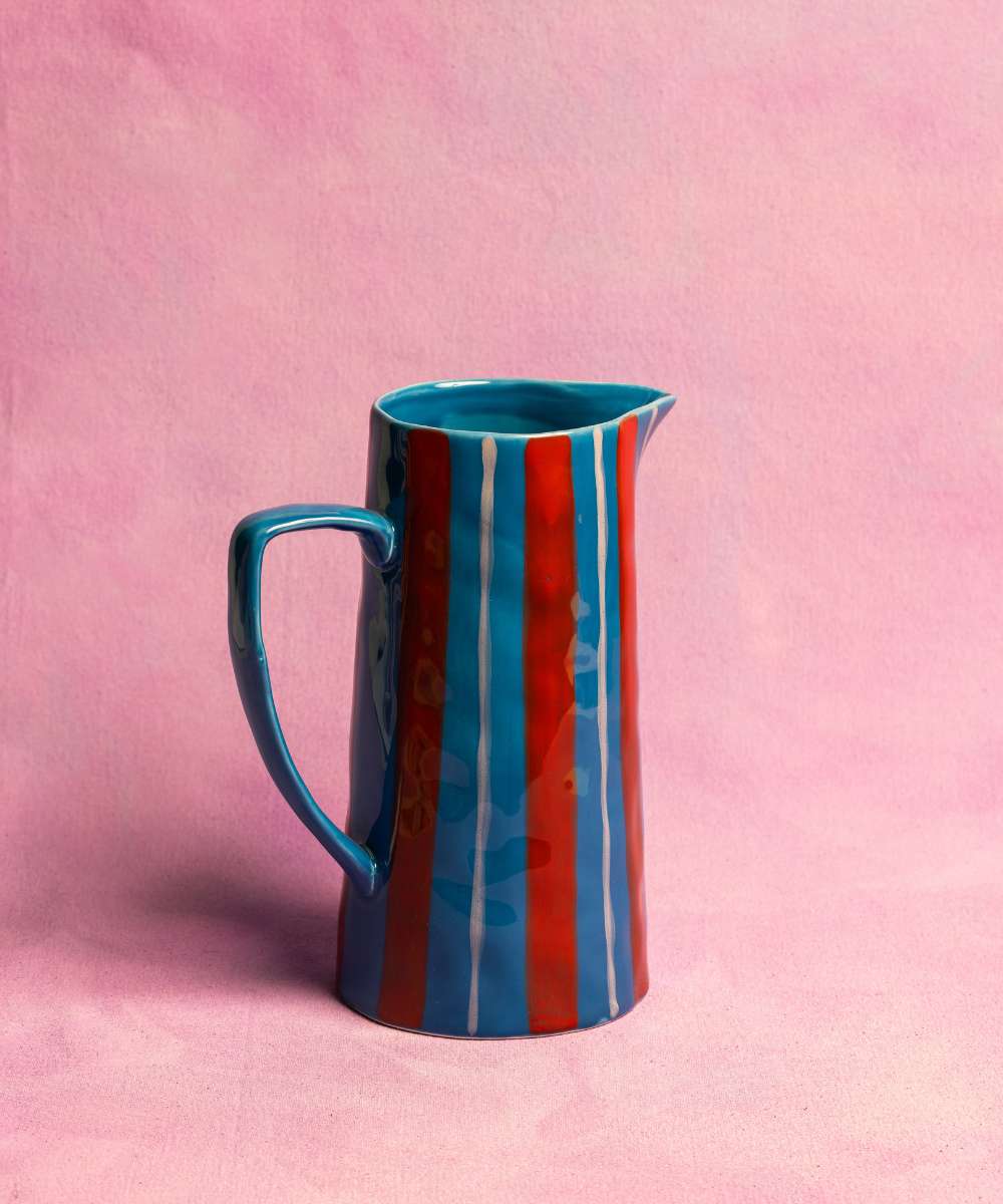 MÆGEN Marcelle Striped Jug - Blue & Red