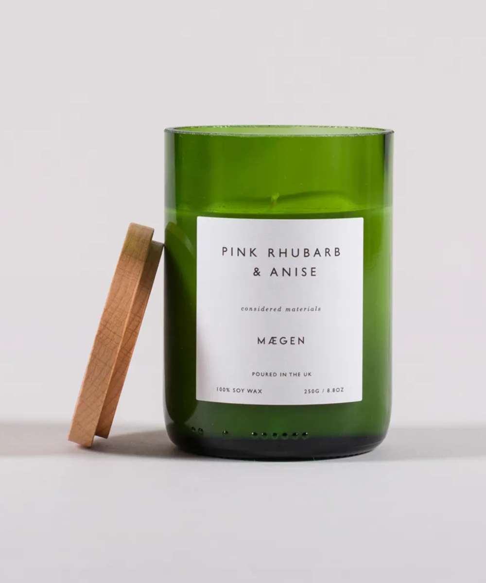 MÆGEN Orchard Glass Candle – Pink Rhubarb & Anise