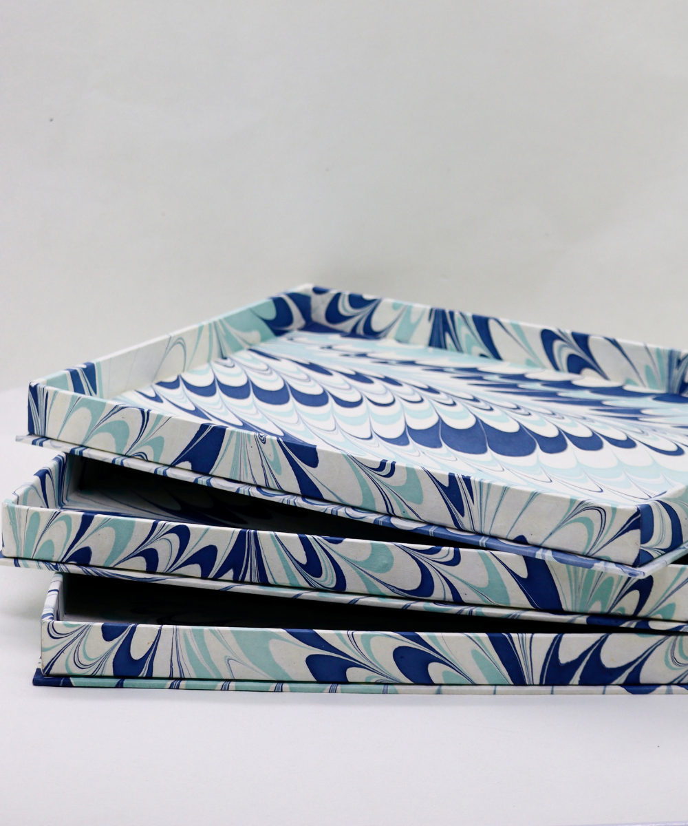 Marbled Display Tray - Blue