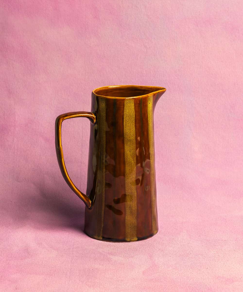 MÆGEN Marcelle Striped Jug - Ochre & Brown