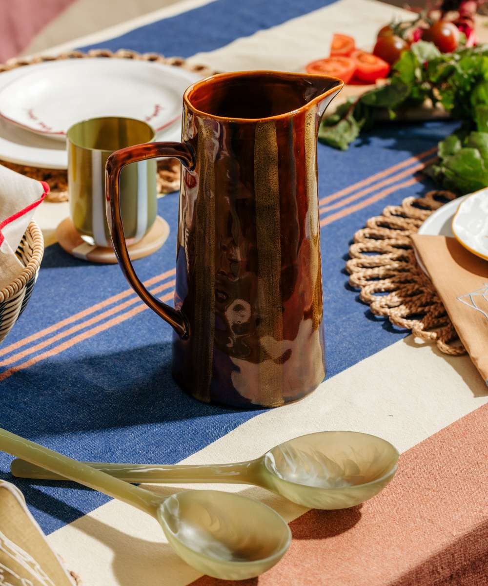 MÆGEN Marcelle Striped Jug - Ochre & Brown