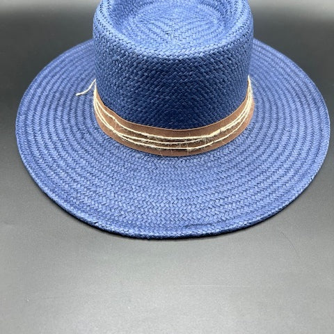 Navy blue unisex straw hat