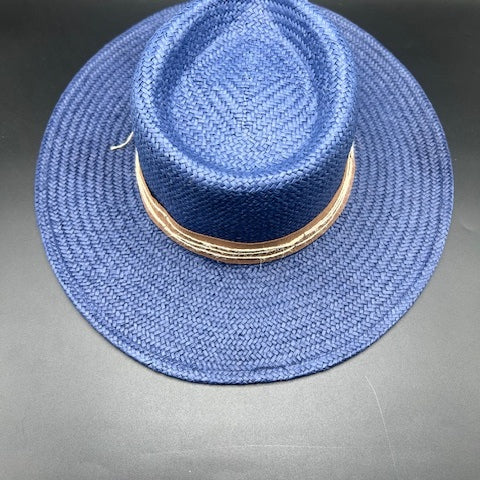 Navy blue unisex straw hat