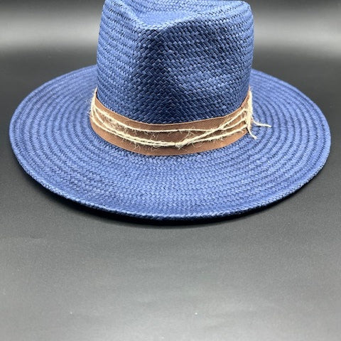 Navy blue unisex straw hat