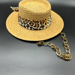 Paper straw with tiger print and acrylic chain