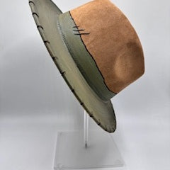 brown fedora with army green details