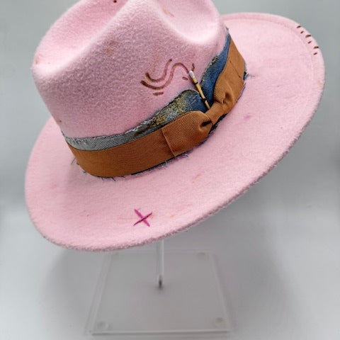 Pink fedora with jeans band