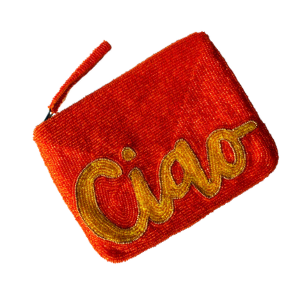 Mini Ciao Beaded Clutch Deep Orange
