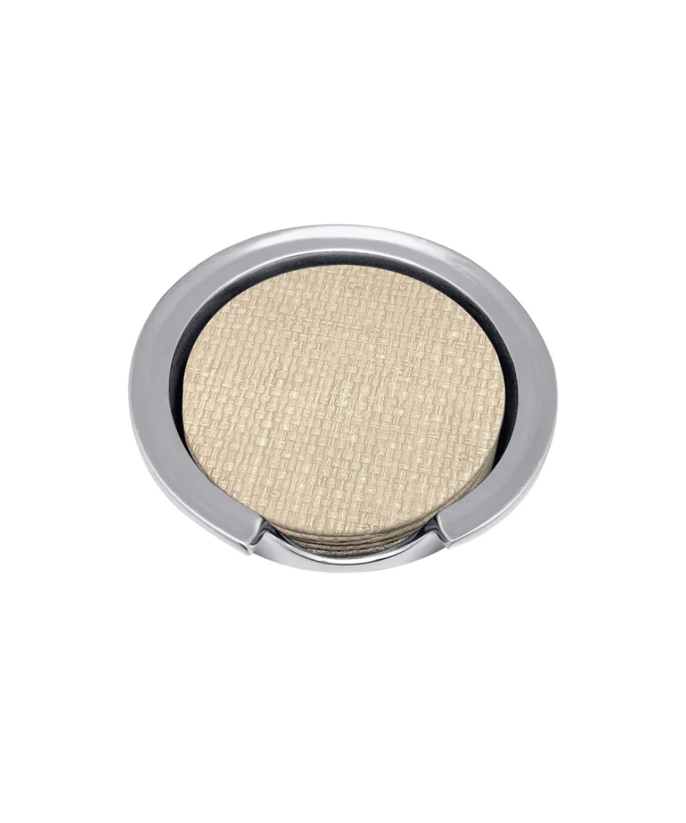 Coconut Grove Faux Grass cloth Signature Coaster Set