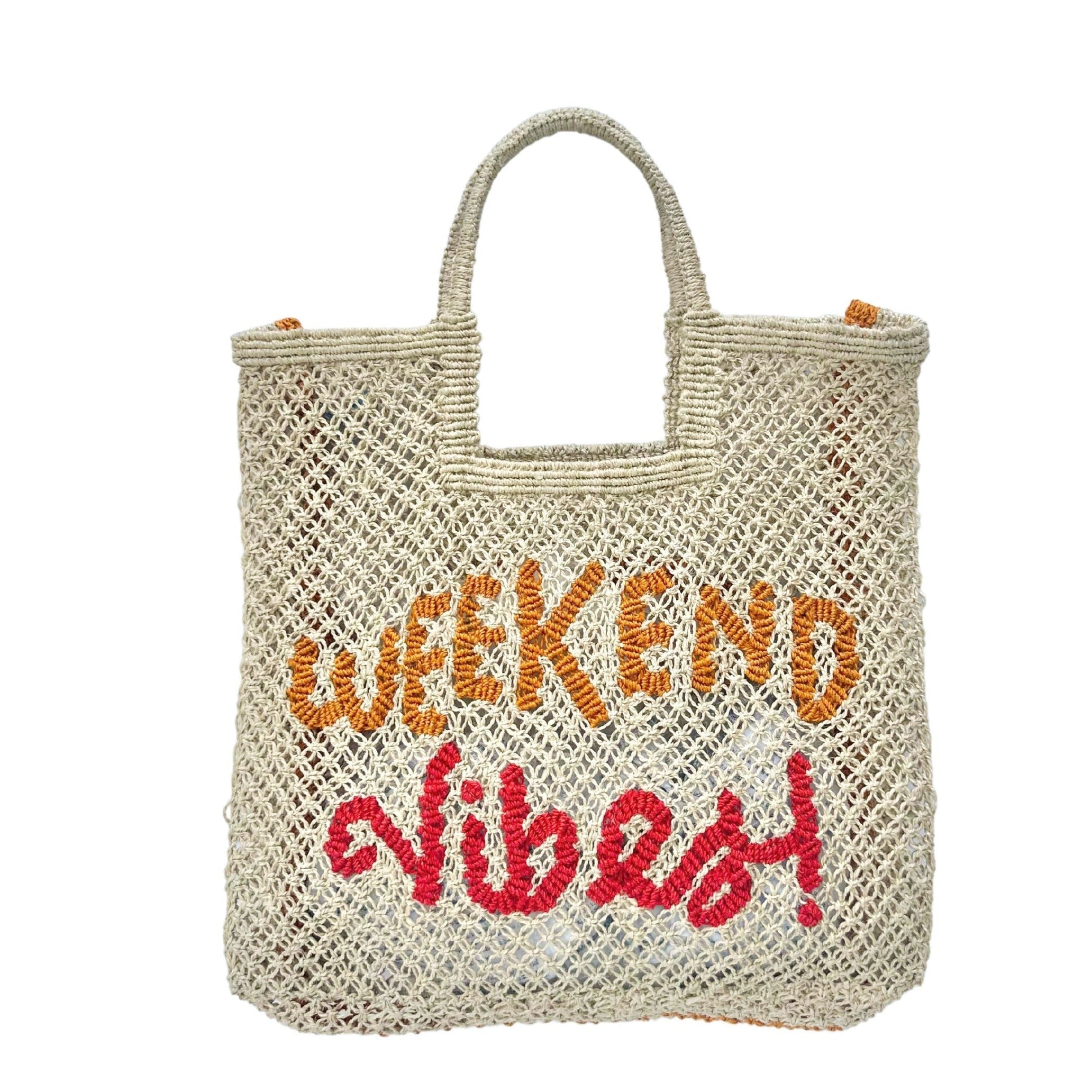 Weekend Vibes Jute Bag (Stella) L - Saffron Souk 4 The Jacksons
