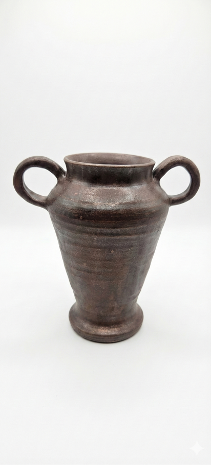 Handcrafted Miniature Amphora Vase – 17 cm, Rustic Brown Finish
