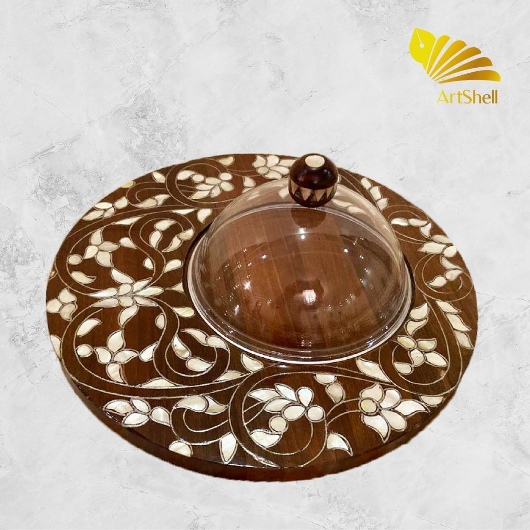 Artshell Circular Elegant Wooden Nuts Tray