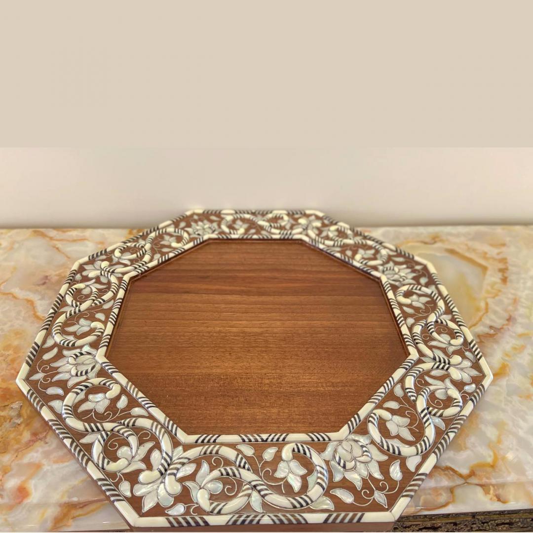Artshell wooden Nuts Display Tray Handcrafted with the mother of pearl