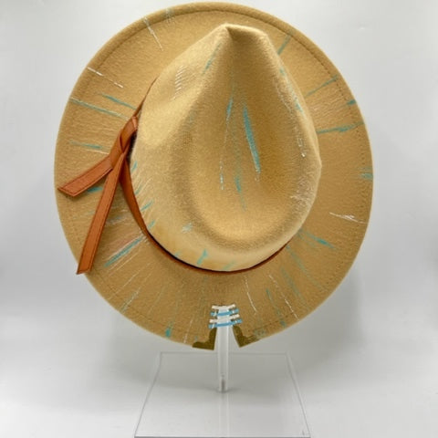 Cappuccino color fedora with a cut