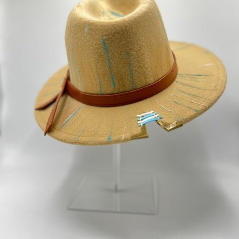 Cappuccino color fedora with a cut