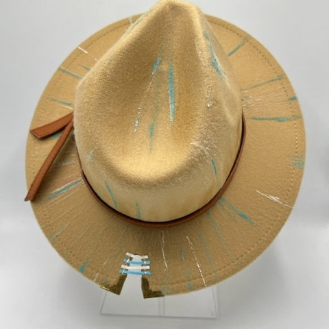 Cappuccino color fedora with a cut