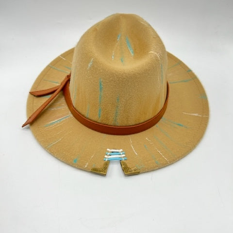 Cappuccino color fedora with a cut