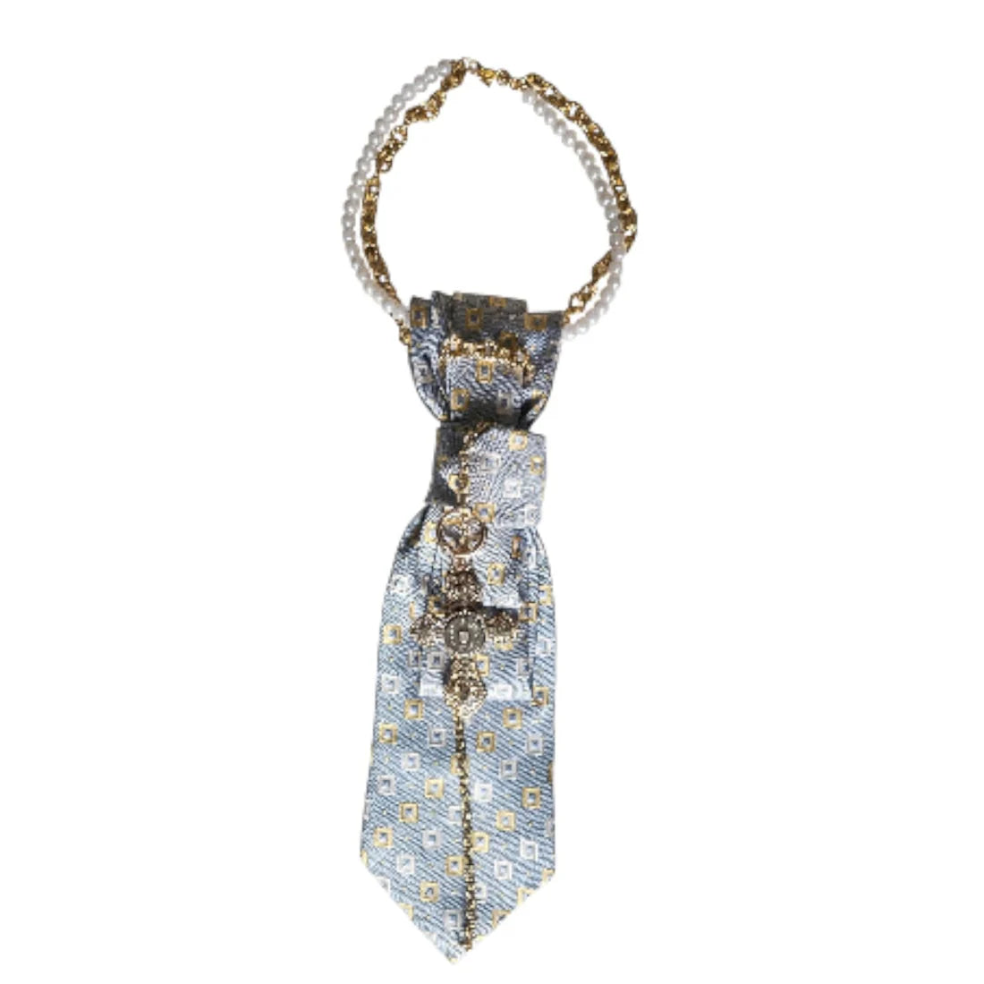 Tie Jewel Blue & Gold Cross by Claudia De Rosa Jewelry