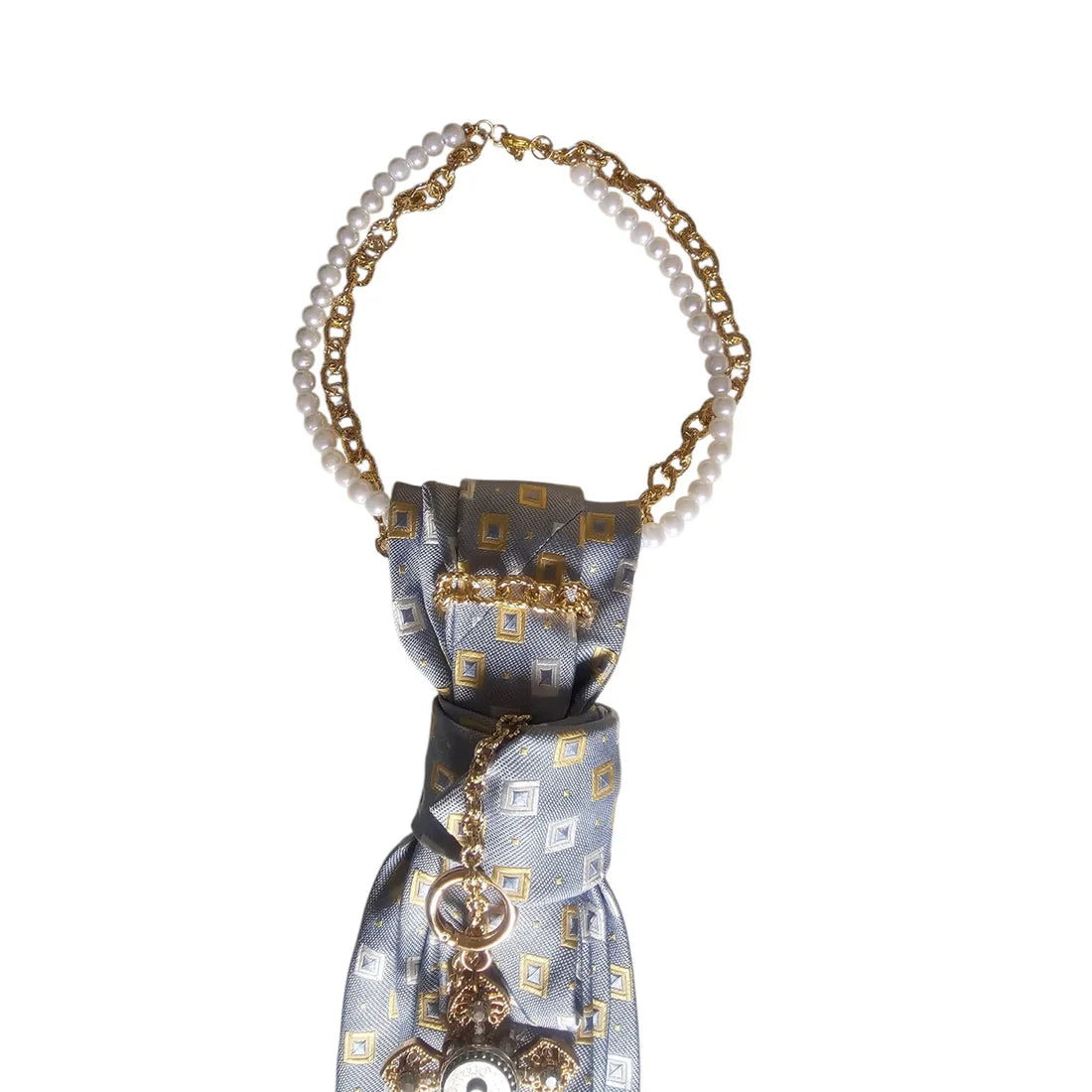 Tie Jewel Blue & Gold Cross detail