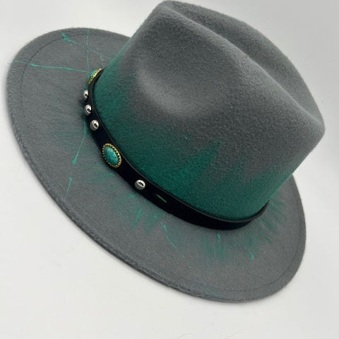 Hand drawing gray fedora