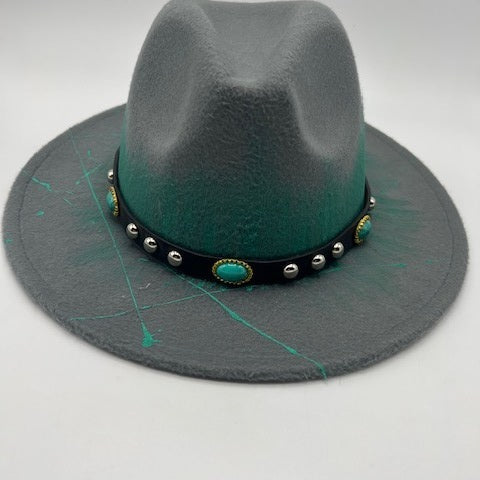 Hand drawing gray fedora